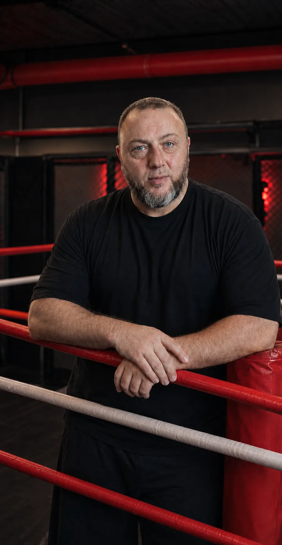 Der Inhaber des Ummah Fight Club am Ring seines Gyms